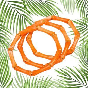 Set of 3 retro tiki bamboo look stretch bracelets in yummy Orange and go…